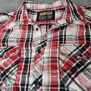 Surplus Red and Black Plaid Men's Casual Shirt